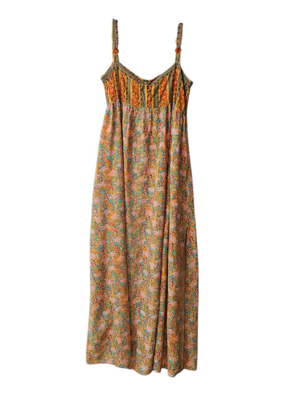 Natural Life Floral Side Slit Maxi Dress Women's Small Boho Casual Vacation